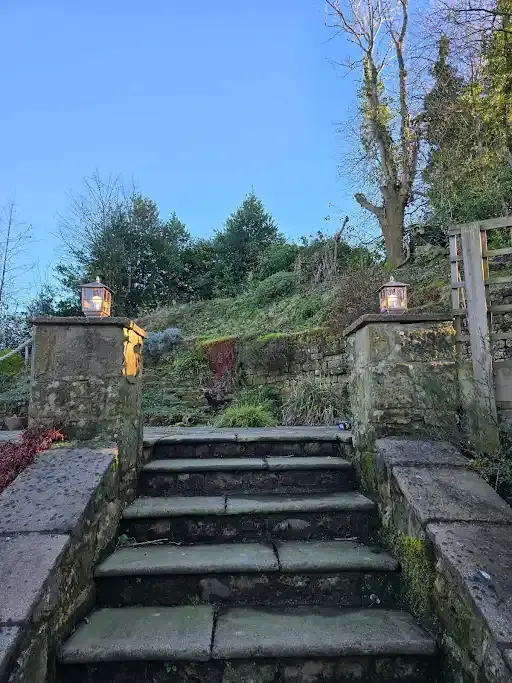Outdoor lighting beside garden steps