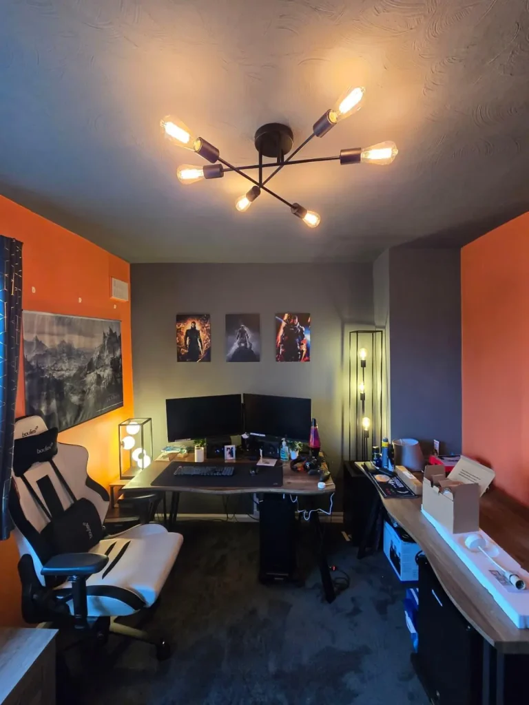 Lighting in a home library and music room